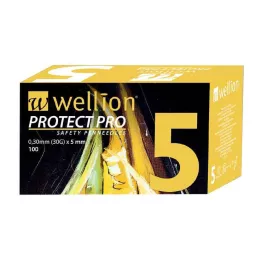 WELLION PROTECT PRO Bezpečnostní jehly 30 G 5 mm, 100 ks