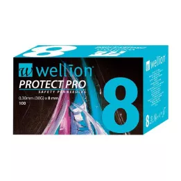 WELLION PROTECT PRO Bezpečnostní jehly 30 G 8 mm, 100 ks