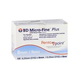BD MICRO-FINE+ 8 jehel na pera 0,25x8 mm, 100 ks