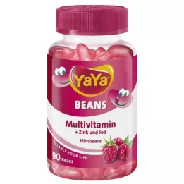 YAYA BEANS Malinové žvýkací tablety se zinkem a jódem, 90 ks