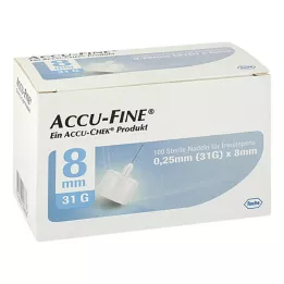 ACCU FINE sterilní jehly pro inzulínová pera 8 mm 31 G, 100 ks
