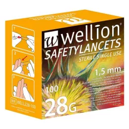 WELLION Bezpečnostní lancety 28 G bezpečnostní lancety na jedno použití, 100 ks