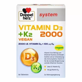 DOPPELHERZ Tablety systému Vitamin D3 2000+K2, 60 ks