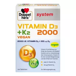 DOPPELHERZ Tablety systému Vitamin D3 2000+K2, 120 ks