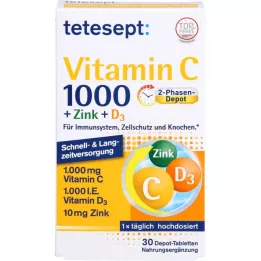 TETESEPT Vitamin C 1 000+Zinek+D3 1 000 I.E. tablety, 30 ks