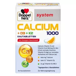 DOPPELHERZ Calcium 1000+D3+K2 system žvýkací tablety, 60 ks