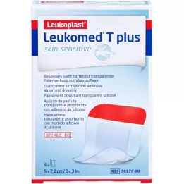 LEUKOMED T plus sterilní citlivá na kůži 5x7,2 cm, 5 ks