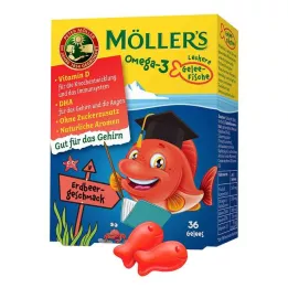 MÖLLERS Omega-3 Jelly Fish Jahoda žvýkací tablety, 36 ks