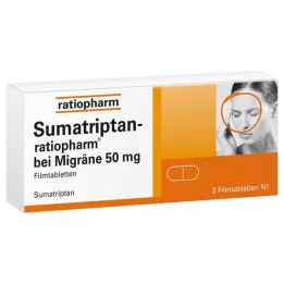 SUMATRIPTAN-ratiopharm na migrénu 50 mg potahované tablety, 2 ks
