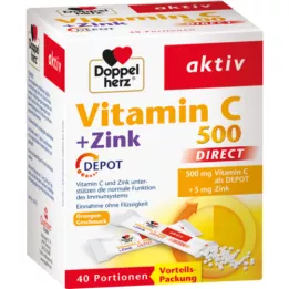 DOPPELHERZ Vitamin C 500+Zink Depot DIRECT Pelety, 40 ks