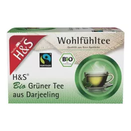 H&S Organický zelený čaj z filtračních sáčků Darjeeling, 20X2 g