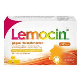 Lemocin® na bolest v krku s příchutí medu a citronu, 24 ks