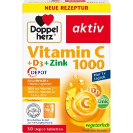 DOPPELHERZ Vitamin C 1000+D3+Zink Depot Tablets, 30 ks