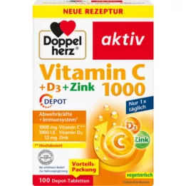 DOPPELHERZ Vitamin C 1000+D3+Zink Depot Tablets, 100 ks