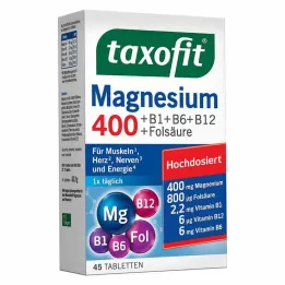 Taxofit Magnesium 400 + B1 + B6 + B12 + tablety kyseliny listové, 45 ks