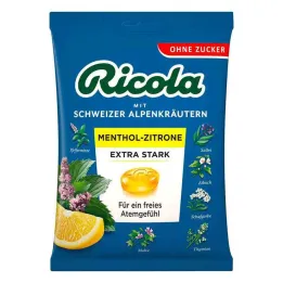 Ricola bez cukru sáček z mentolového citronu extra silný, 75 g