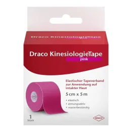 Draco kineziologický tejp 5 cmx5 m růžový, 1 ks