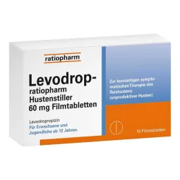 Levodrop-ratiopharm léky na potlačení kašle 60 mg potahované tablety, 10 ks