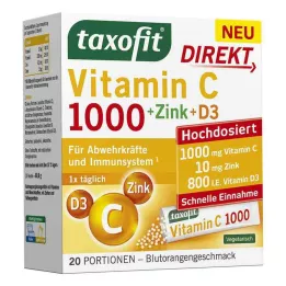 TAXOFIT Vitamin C 1000+Zinek+D3 Přímé granule 20 ks granulí, 20 ks