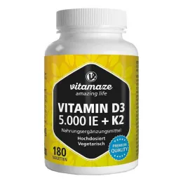 Vitamin D3 K2 5000 IU / 100 µg tablety s vysokou dávkou, 180 kusů