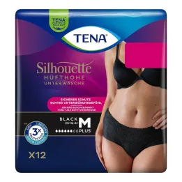 Tena Silhouette Plus M černé inkontinenční kalhotky, 12 ks