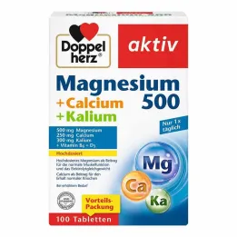 Doppelherz Magnesium 500 + Calcium + Draslík tablety, 100 kusů