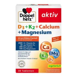 Tablety Doppelherz D3 + K2 + vápník + hořčík, 30 ks