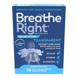 Dýchejte lépe Breathe Right nosní náplasti normální transparentní, 10 ks