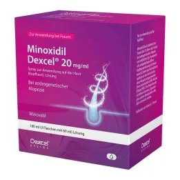 Minoxidil Dexcel 20 mg / ml sprej pro použití na vlasovou pokožku, 3x60 ml