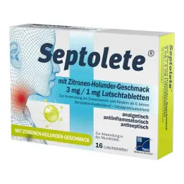 Septolete s příchutí citron-bezinka 3 mg/1 mg pastilky, 16 ks