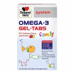 Doppelherz Omega-3 Gel-Tabs rodina Strawberry Citrus systém, 120 kusů
