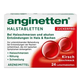 Anginette pastilky do krku višňové bez cukru, 24 ks