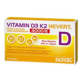 Vitamin D3 K2 Hevert + vápník a hořčík 4000 IE kapsle, 60 ks