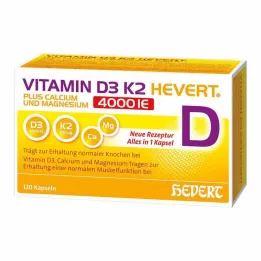 Vitamin D3 K2 Hevert + vápník a hořčík 4000 IE kapsle, 120 ks