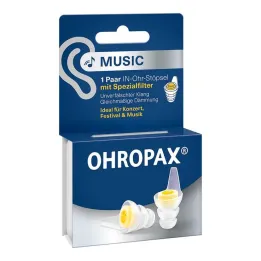 Zástrčky hudebního filtru Ohropax do uší, 2 kusy