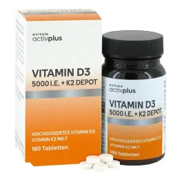 Activplus Vitamin D3 5000 IU + K2 Depot tablety, 180 ks