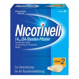 NICOTINELL 14 mg / 24hodinové nikotinové náplasti, střední síla náplasti (2), 30 ks